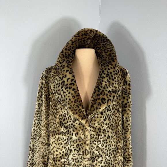 Pamela Mccoy 1X Plus Coat L Large Leopard Cheetah Faux Fur Winter Coat Soft NICE - Picture 5 of 15